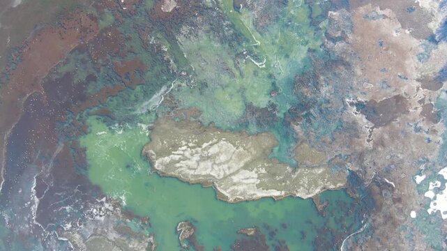 Aerial winter view of Pancharevo lake, Sofia city Region, Bulgaria