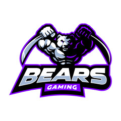 Bear with sword mascot logo