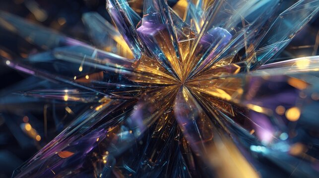 Abstract Glowing Crystal Explosion