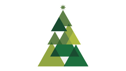 Fototapeta premium Festive Geometric Spruce: An abstract portrayal of a festive spruce, created with layers of overlapping geometric triangles.