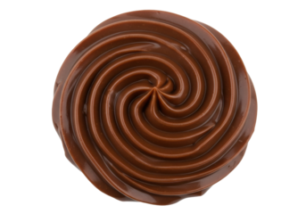 Swirl of rich chocolate frosting isolated on transparent background, decadent dessert topping for cakes and cupcakes PNG