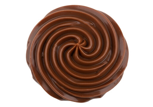 Swirl of rich chocolate frosting isolated on transparent background, decadent dessert topping for cakes and cupcakes PNG