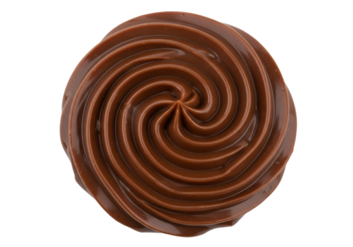 Swirl of rich chocolate frosting isolated on transparent background, decadent dessert topping for cakes and cupcakes PNG