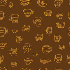 Seamless pattern with cute cup.