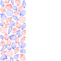 Seashells frame. Sea and ocean design template. Vector card templates.