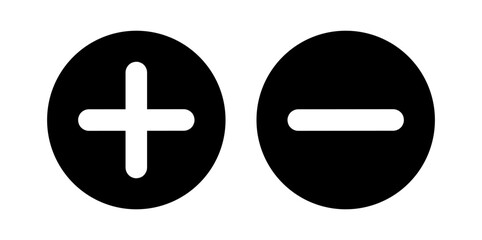 Obraz premium Plus and minus signs vector icons set. Vector illustration on transparent background.