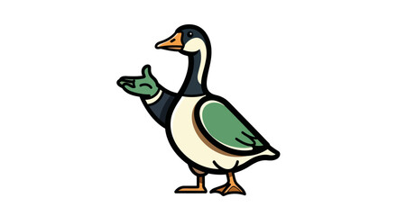 Cartoon goose displaying gesture isolated on white background vector illustration