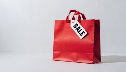 Red shopping bag with sale tag