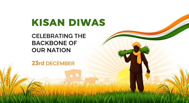 Kisan diwas celebrating the backbone of our nation with farmer and indian flag colors