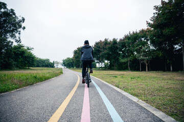 Riding bike at the bike lane