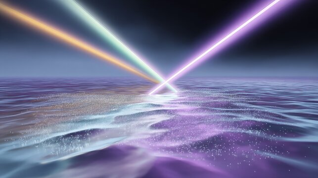 Abstract Digital Art With Multicolored Light Rays - Powered by Adobe