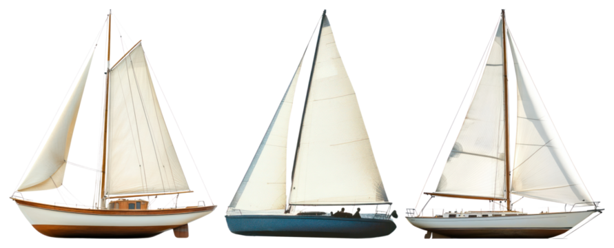 PNG Elegant sailboat models collection, element set on transparent background - Powered by Adobe