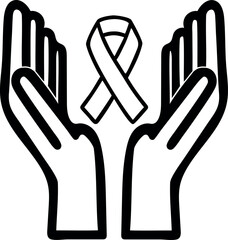  world aids day with hands and ribbon design outline icon