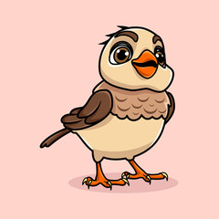 Cute kawaii bird character vector design