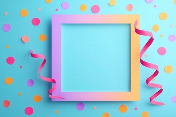 Colorful Playful Frame with Decorative Border and Scatter Elements on a Bright Background