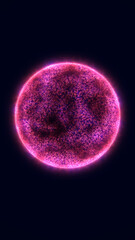 Bright pink glowing energy sphere filled with sparkles and light particles against a dark background