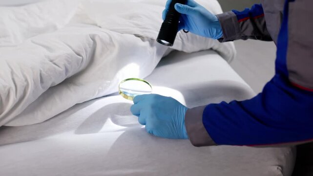 Magnifying Glass Inspecting Bedbug Infestation