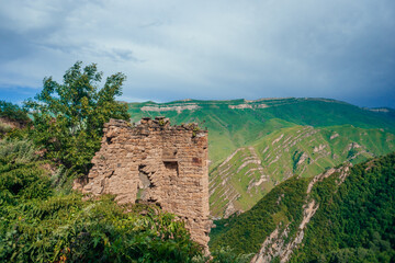 Ancient Ruins and Green Mountains