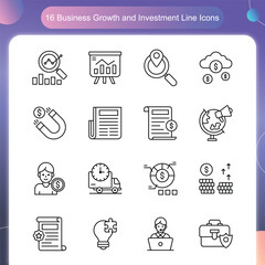 Business Growth and Investment Icons – Line Style Set 2