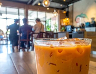 Thai milk tea in the coffee shop