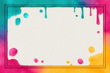 Vibrant Watercolor Frame with Colorful Splashes for Creative Projects and Designs