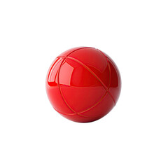 Glossy Red Sphere with Golden Lines Isolated on Black Background