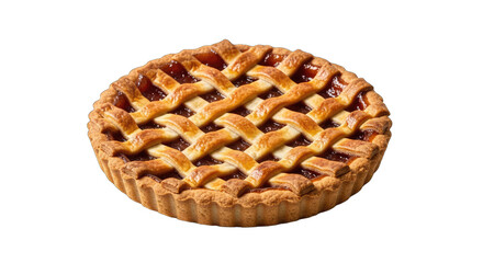 Golden Brown Lattice Top Apricot Jam Tart Pastry With A Flaky Crust Isolated On A Transparent Black Background