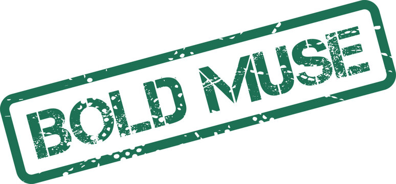 Inspiring Bold Muse green grunge rubber stamp effect representing a powerful source of creative inspiration