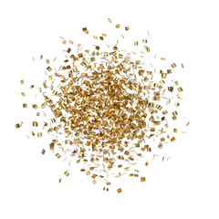 Golden Confetti Explosion Isolated On Black Background Celebration Event Festive Glittering Particles Sparkle