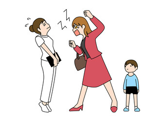 怒鳴る母親と困惑する看護師・医療現場でのハラスメント・病院・クリニックでのクレーマー