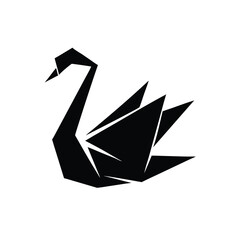 Geometric Black Swan Origami Illustration