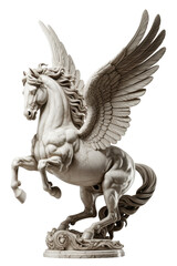 Fototapeta premium White Marble Pegasus with Wings in Dynamic Rearing