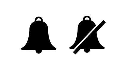 Simple style notification bell and silent mode icons for app UI and notification system.