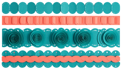 Paper craft bands of varying styles with repeating shapes and textures