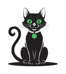 Cute black cat with green eyes