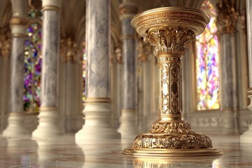 Ornate Gold Candelabra In Grand Hall