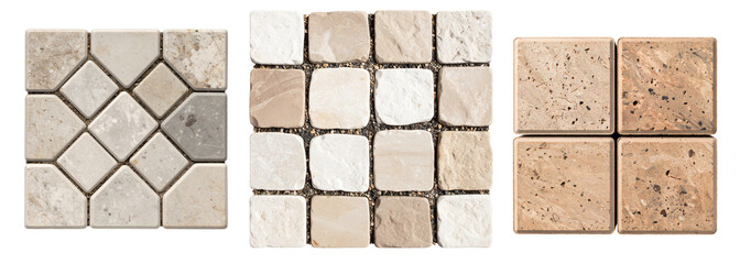 paving block square shapes collection isolated on white