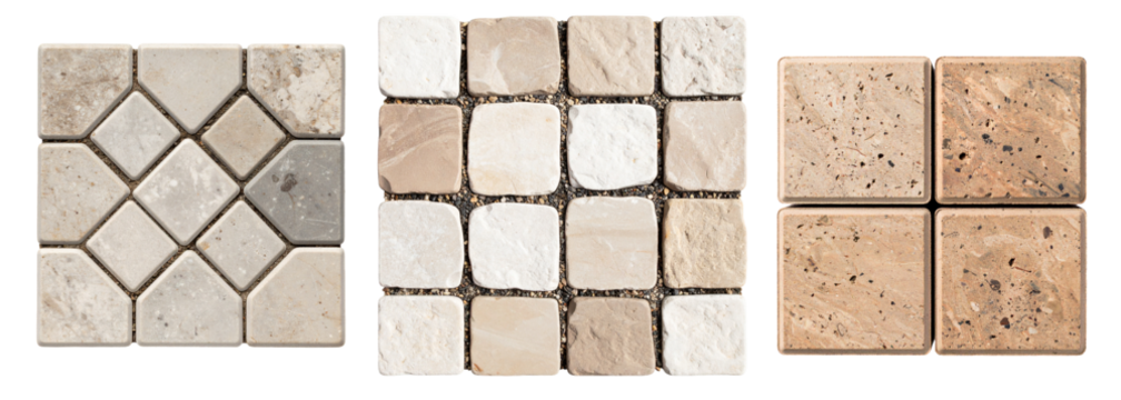 paving block square shapes collection isolated on white