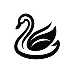Elegant Stylized Black Swan Icon Logo