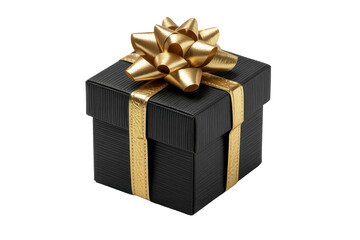 Elegant black gift box with gold ribbon
