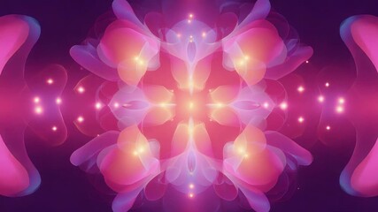 Abstract glowing fractal floral kaleidoscope background - Powered by Adobe