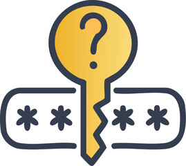 Password Recovery Key with Question Mark Icon for Security and Troubleshooting