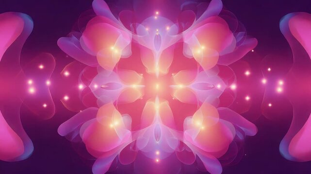 Abstract glowing fractal floral kaleidoscope background