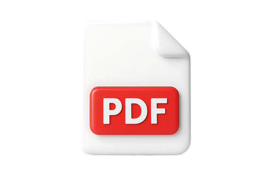 PDF File Document Icon: High-Quality 3D Render of the Portable Document Format Symbol for Digital Archiving and E-documents