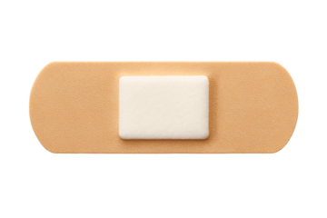 Close-up of a Generic Beige Adhesive Bandage or Plaster Isolated on a Clean White Background, Representing First Aid and Wound Care