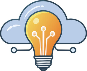 Cloud Computing Idea Lightbulb with Cloud for innovative technology solutions