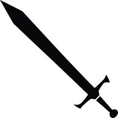 Black Silhouette of a Sword on White Background weapon blade
