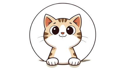 Obraz premium Adorable Tabby Kitten With Expressive Eyes Peering Out Of A Circular Frame Cheerful Cartoonish 