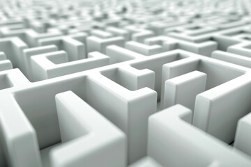 Intricate Maze Constructed From White Material Viewed From a Close Perspective