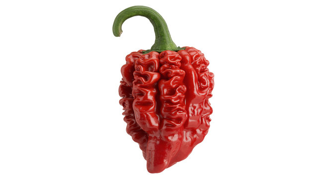 Fiery red Carolina Reaper pepper with intense heat, perfect for spicy food enthusiasts and culinary adventures